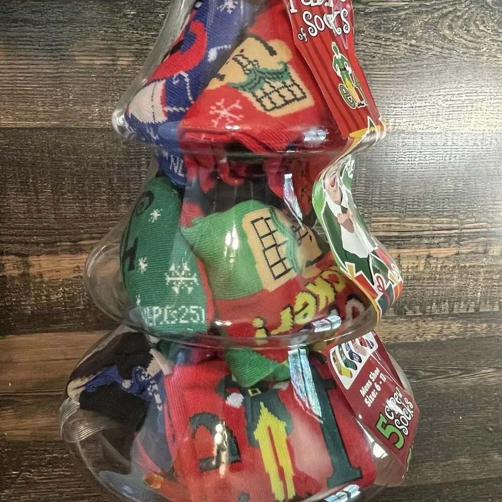 Elf Men’s Holiday Socks Christmas Tree Gift Set 10 Pairs Size 6-12 New